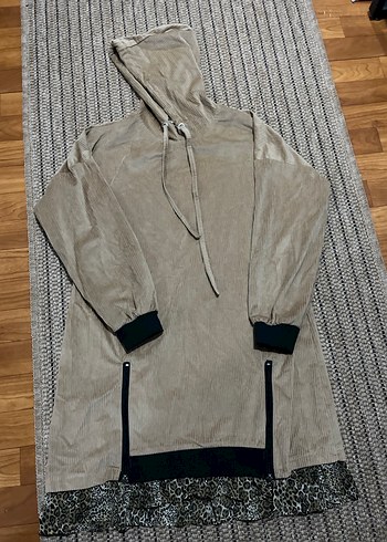 Kapüşonlu Uzun Gri Kadın Sweatshirt