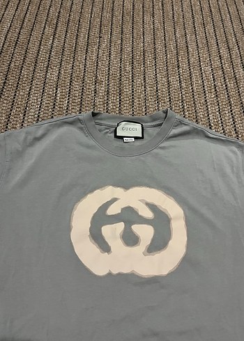 Gri Gucci Baskılı unisex Tişört