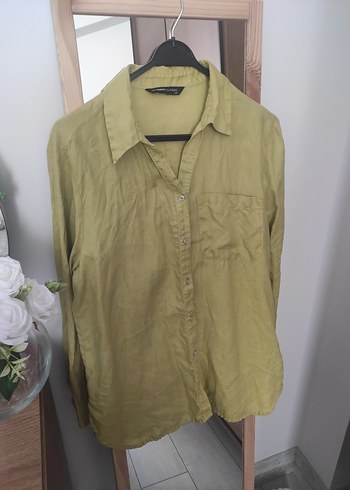 Düğmeli Loose Fit Keten Kadın Gömlek