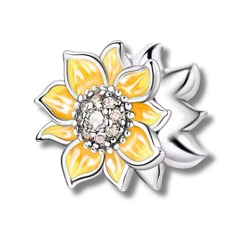 sarı çiçek charm 925 ayar gümüş