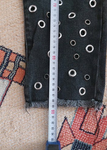 zara gümüş halka detaylı kot pantalon - Görsel 5