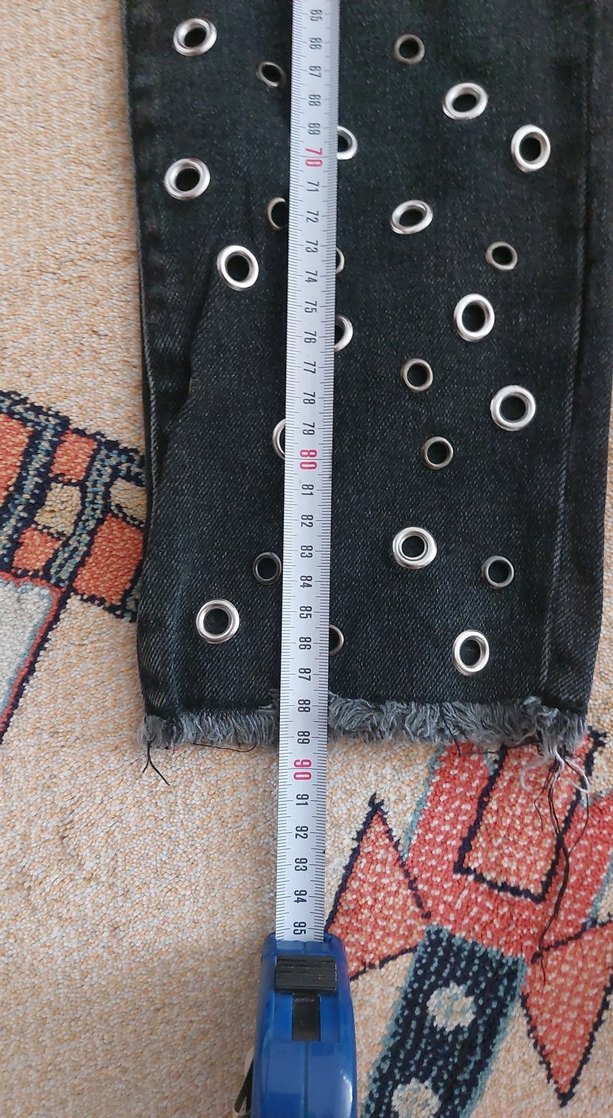 zara gümüş halka detaylı kot pantalon - Görsel 5