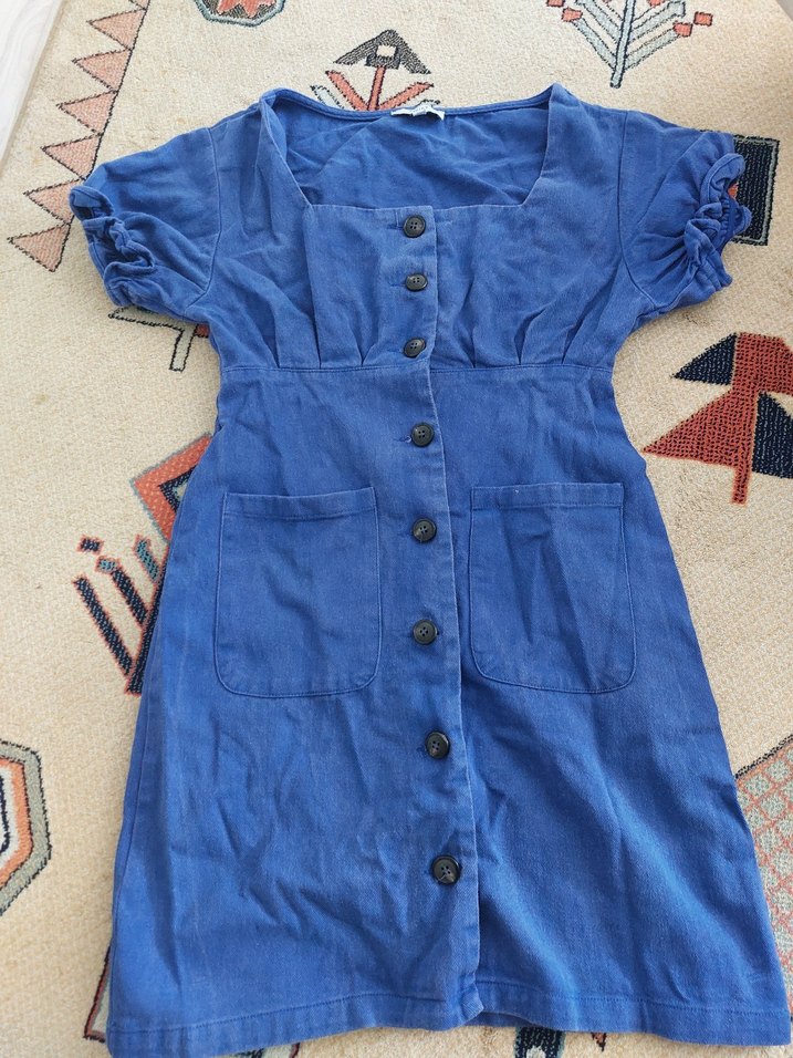 Twist Mavi Düğmeli elbise - Görsel 3