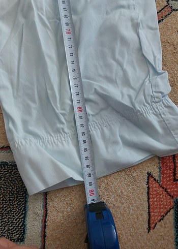 Mavi Keten Kadın Pantolon, Pilili, Rahat Kesim - Görsel 8