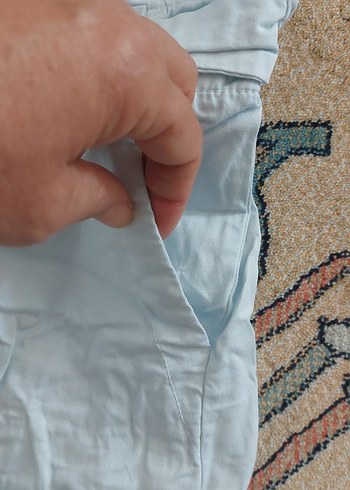 Mavi Keten Kadın Pantolon, Pilili, Rahat Kesim - Görsel 4