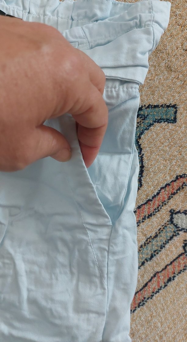 Mavi Keten Kadın Pantolon, Pilili, Rahat Kesim - Görsel 4