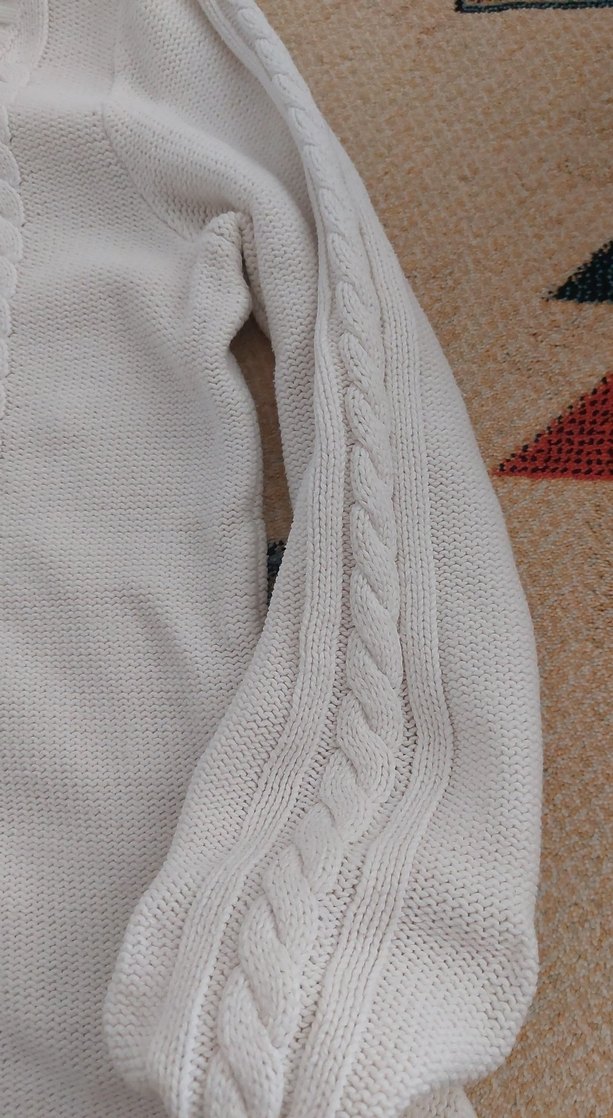 Yuvarlak Yaka Beyaz  Kadın Kazak - Görsel 2