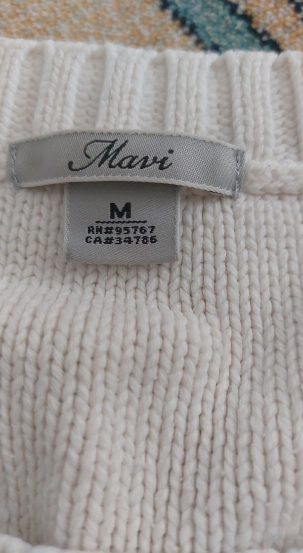 Yuvarlak Yaka Beyaz  Kadın Kazak - Görsel 3