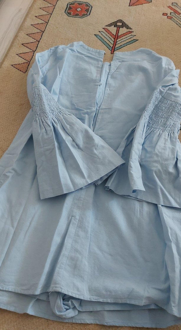 Mavi Keten şortlu elbise - Görsel 5