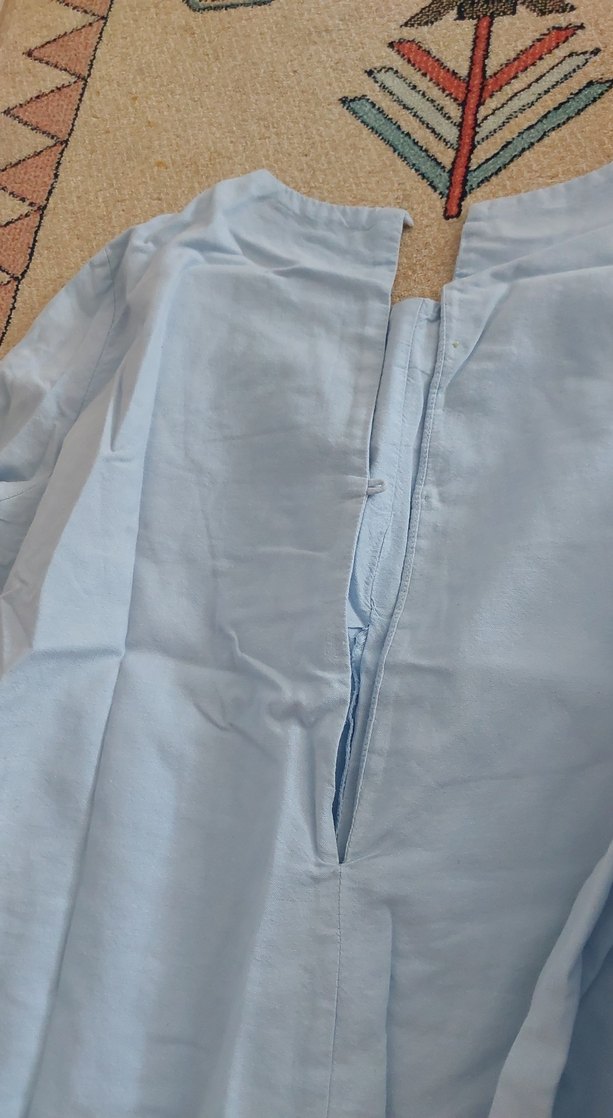 Mavi Keten şortlu elbise - Görsel 4