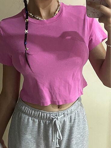 m Beden Koton pembe crop