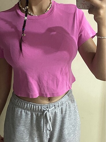 m Beden pembe Renk Koton pembe crop