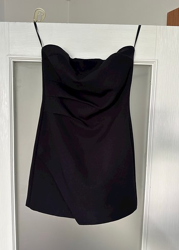 Siyah Straplez Mini Elbise - Görsel 5