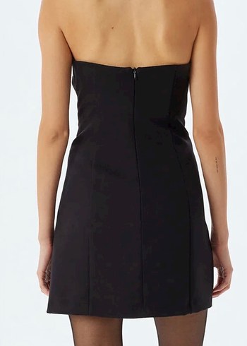 Siyah Straplez Mini Elbise - Görsel 3