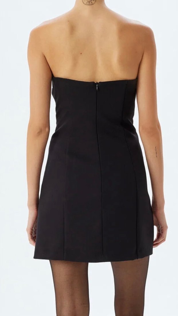 Siyah Straplez Mini Elbise - Görsel 3