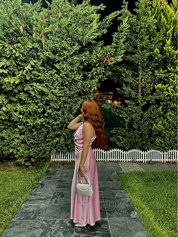 Zara Saten Toz Pembe Elbise