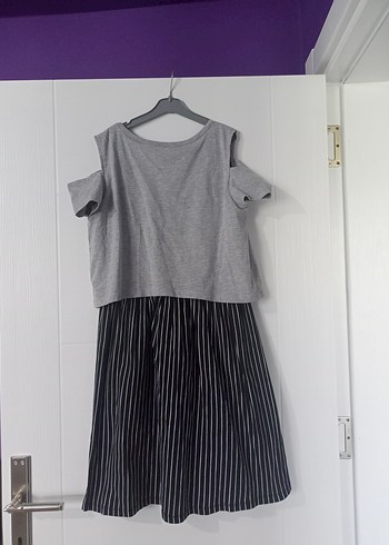 Gri Çizgili, Lc Waikiki, Kız Elbisesi - Görsel 2