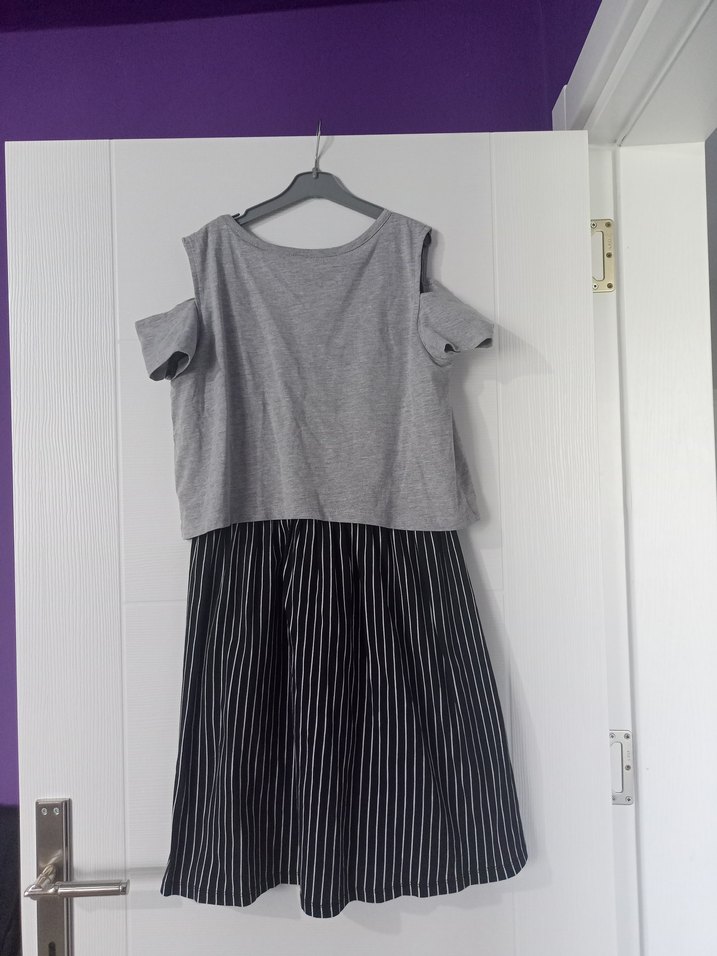 Gri Çizgili, Lc Waikiki, Kız Elbisesi - Görsel 2