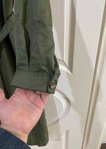 Kadın Haki Kuşaklı Uzun Trençkot - Görsel 2