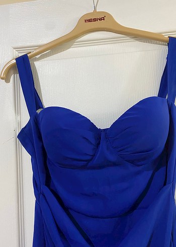 Drapeli Lacivert Uzun Abiye Elbise - Görsel 3