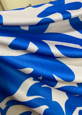 Mavi Bağlamalı V Yaka Uzun Elbise - Görsel 2