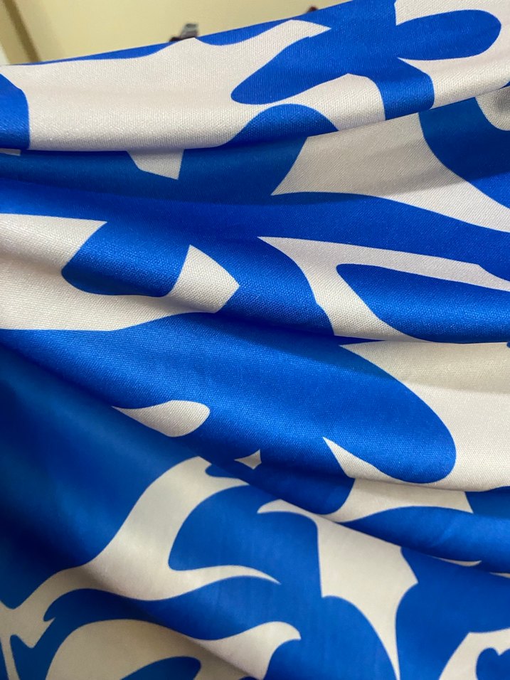 Mavi Bağlamalı V Yaka Uzun Elbise - Görsel 2