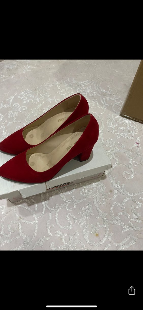 Klasik Kırmızı Süet Stiletto Topuklu Kadın Ayakkabı - Görsel 2