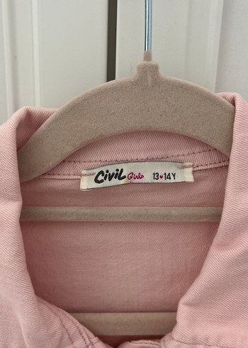 Civil Düğmeli Pudra Pembe Keten Kadın Denim Ceket
