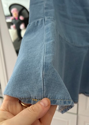 LC Waikiki Mavi Denim Volanlı Midi Etek