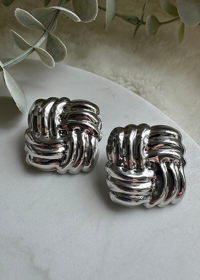 Silver Vintage Küpe - Görsel 3