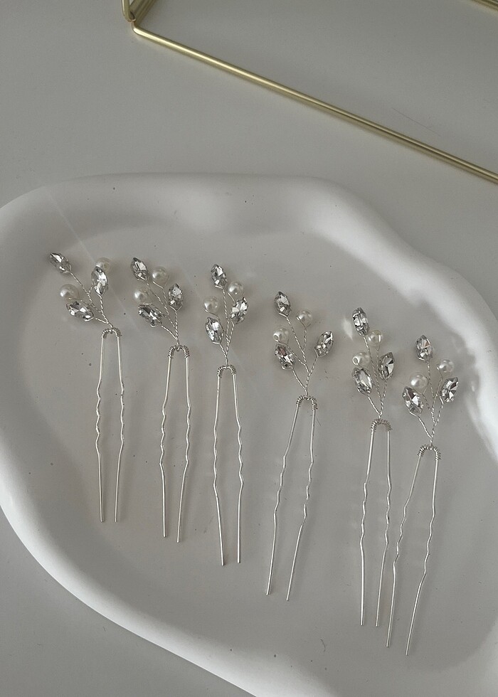 6 Adet Gelin-Nişan Saç Tokası - Görsel 2