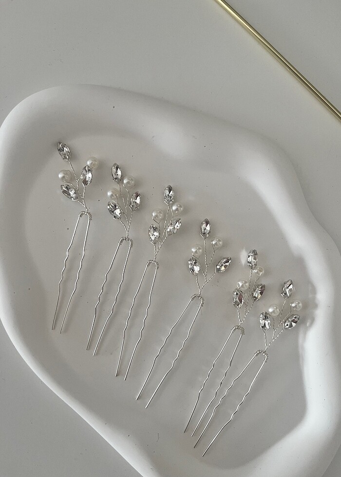 6 Adet Gelin-Nişan Saç Tokası - Görsel 3