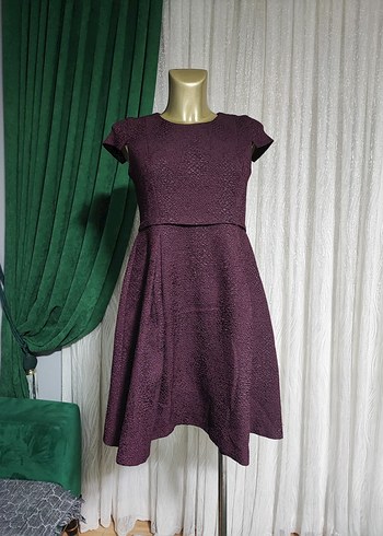 Bordo Piliseli Kolsuz Triko Elbise - Görsel 6