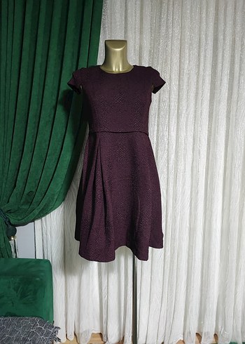 Bordo Piliseli Kolsuz Triko Elbise - Görsel 3