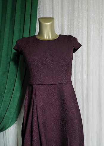 Bordo Piliseli Kolsuz Triko Elbise - Görsel 2