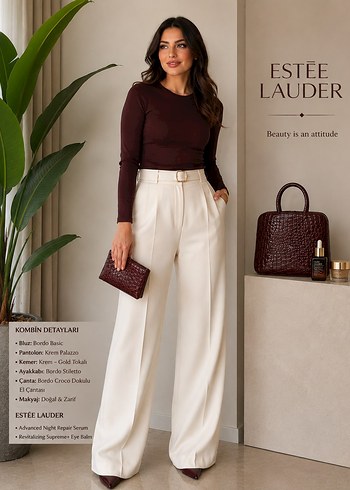 Estee Lauder Bordo Timsah Desenli Sik Canta Seti