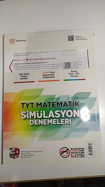 2024 Basım 3D Yayınları Tyt Matematik Denemesi