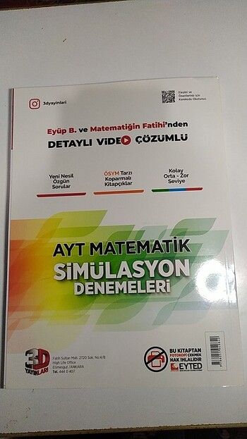 2024 Basım 3D Yayınları Ayt Matematik Denemesi