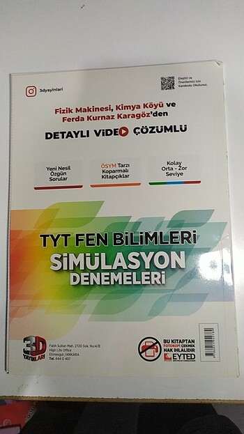 2024 Basım 3D Yayınları Tyt Fen Bilimleri Denemesi