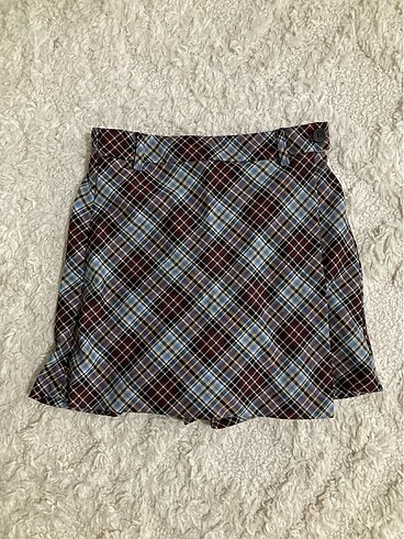 Zara Zara Ekoseli Mini Şort Etek