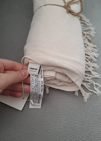 Zara Home krem dekoratif battaniye - Görsel 2