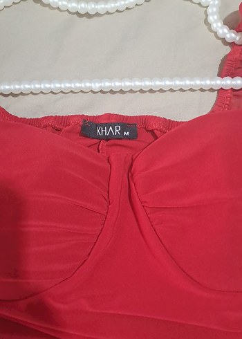 Kırmızı Drapeli Uzun Kollu Midi Elbise - Görsel 2