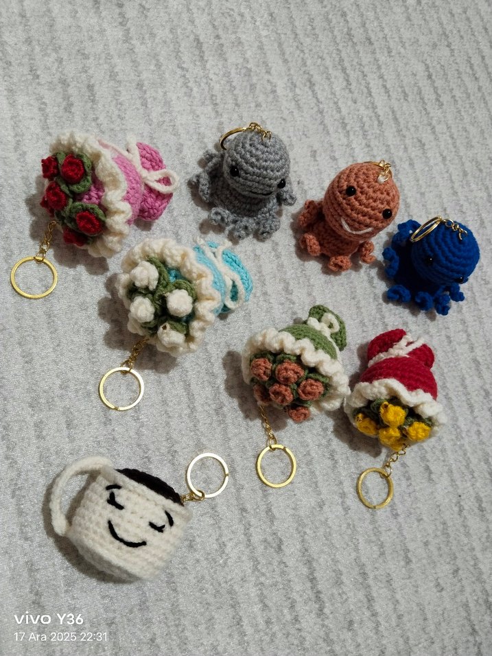 Renkli Örgü Bohem Anahtarlık - Görsel 3