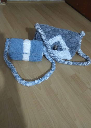 Sarı Beyaz Örgü Bohem Çanta - Görsel 4