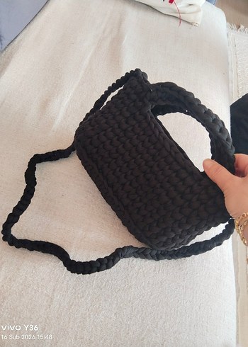 Siyah Örgü Kadın Çanta - Görsel 2