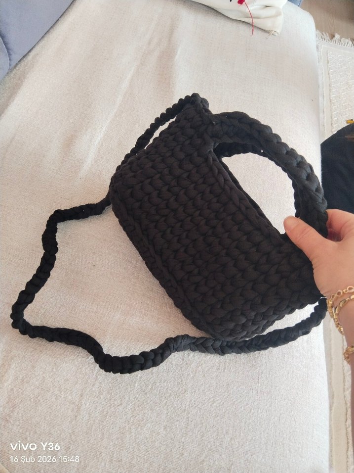 Siyah Örgü Kadın Çanta - Görsel 2