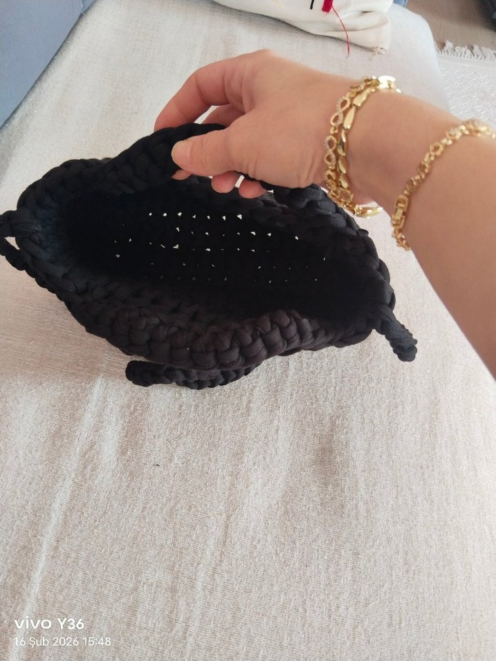 Siyah Örgü Kadın Çanta - Görsel 3