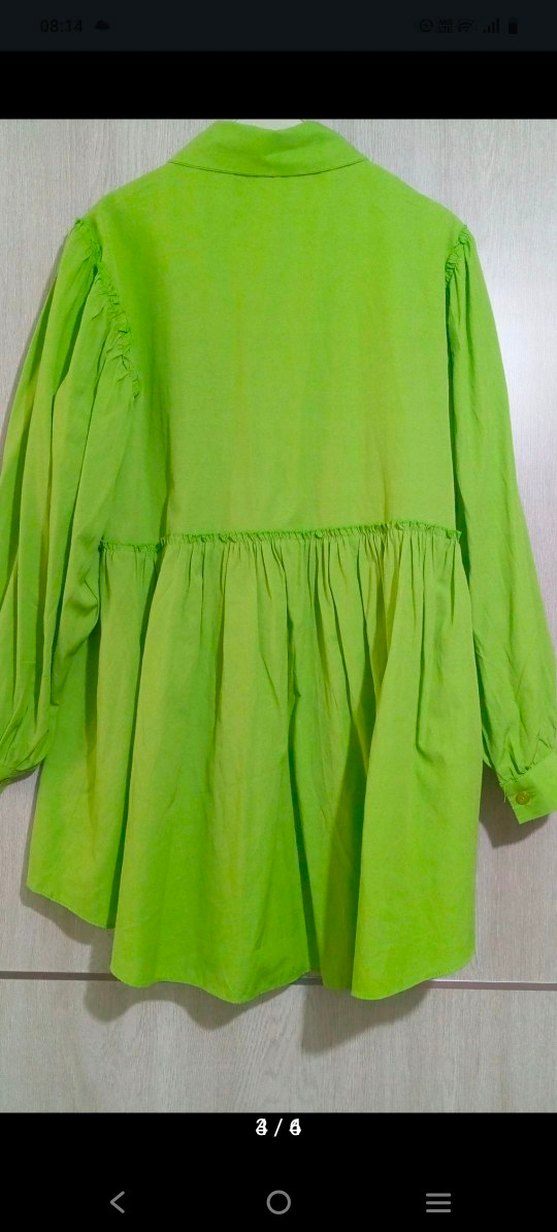 Düğmeli Yeşil Keten görünümlü - Görsel 2