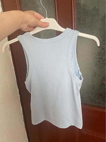 Mavi crop likralı