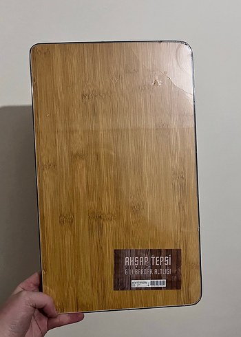 Ahşap Bardak Altlığı Tepsi Seti - Görsel 3